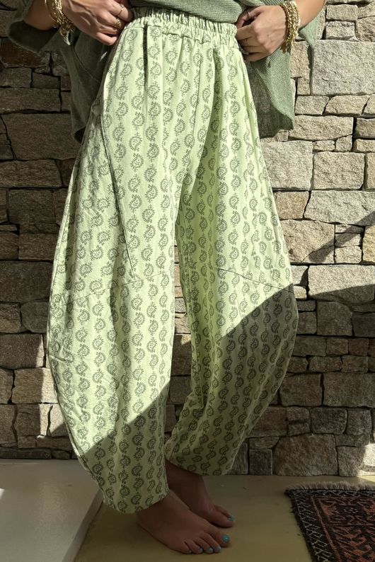 Indira Classic Barrel Pant Sage & Khaki